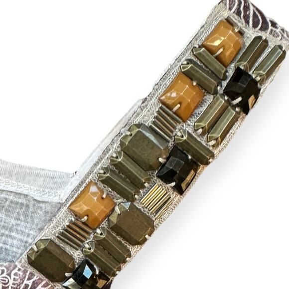 Daytrip Buckle beaded Bandanna Leopard Top like New Size L - Picture 2 of 6